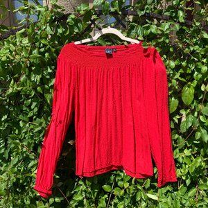 GAP Smocked Neck Textured Top